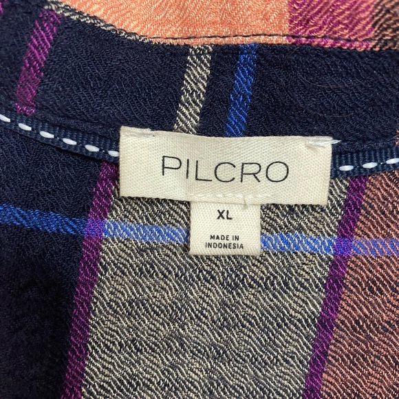 Anthropologie/PILCRO Gauze Plaid Ruched Button Down Shirt - Picture 7 of 13